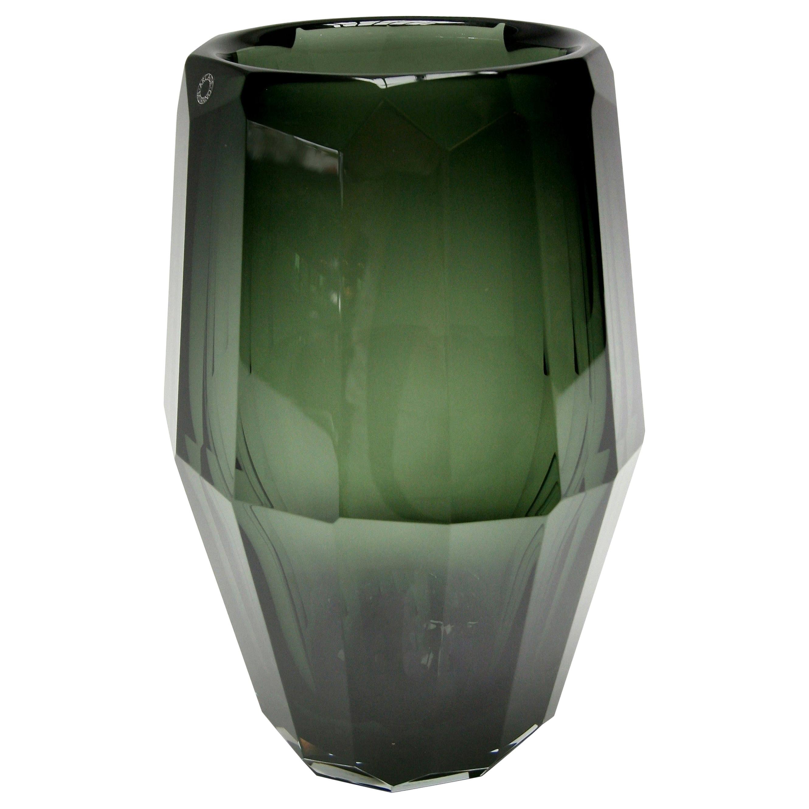 Hermes Murano Green Glass Fluted Vase