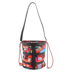 Hermes Musardine Bucket Bag Printed Silk and Epsom
