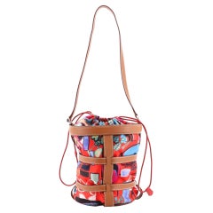 Hermes Musardine Bucket Bag Printed Silk with Leather