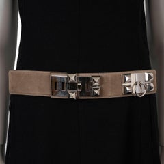 HERMES Muscat taupe Eversoft suede COLLIER DE CHIEN 50 Belt 85