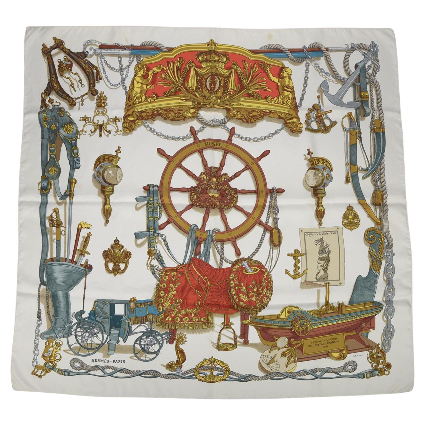 Pañuelo de seda Hermès "Musee Bateau a Vapeu