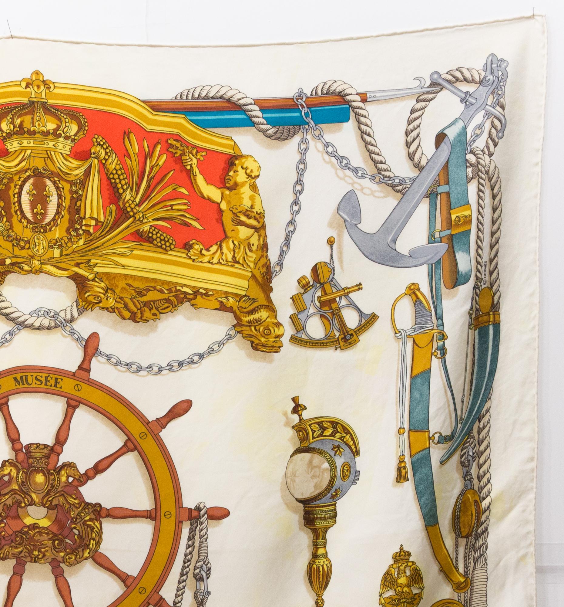 Hermes Musee by Philippe Ledoux Silk Scarf In Good Condition For Sale In Paris, FR