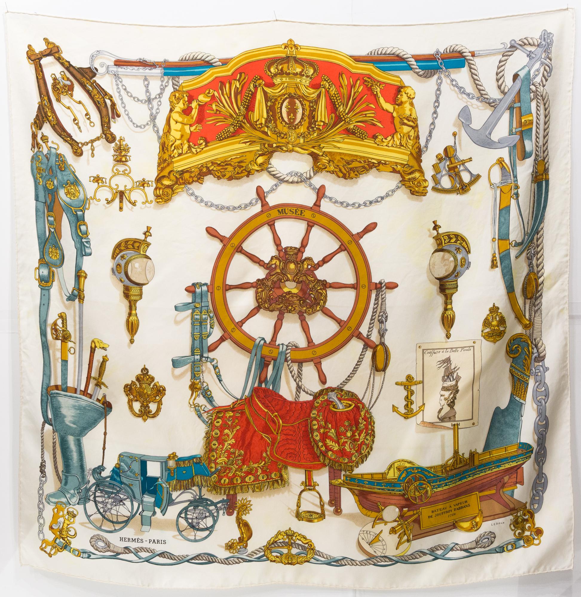 Hermes Musee by Philippe Ledoux Silk Scarf For Sale 3