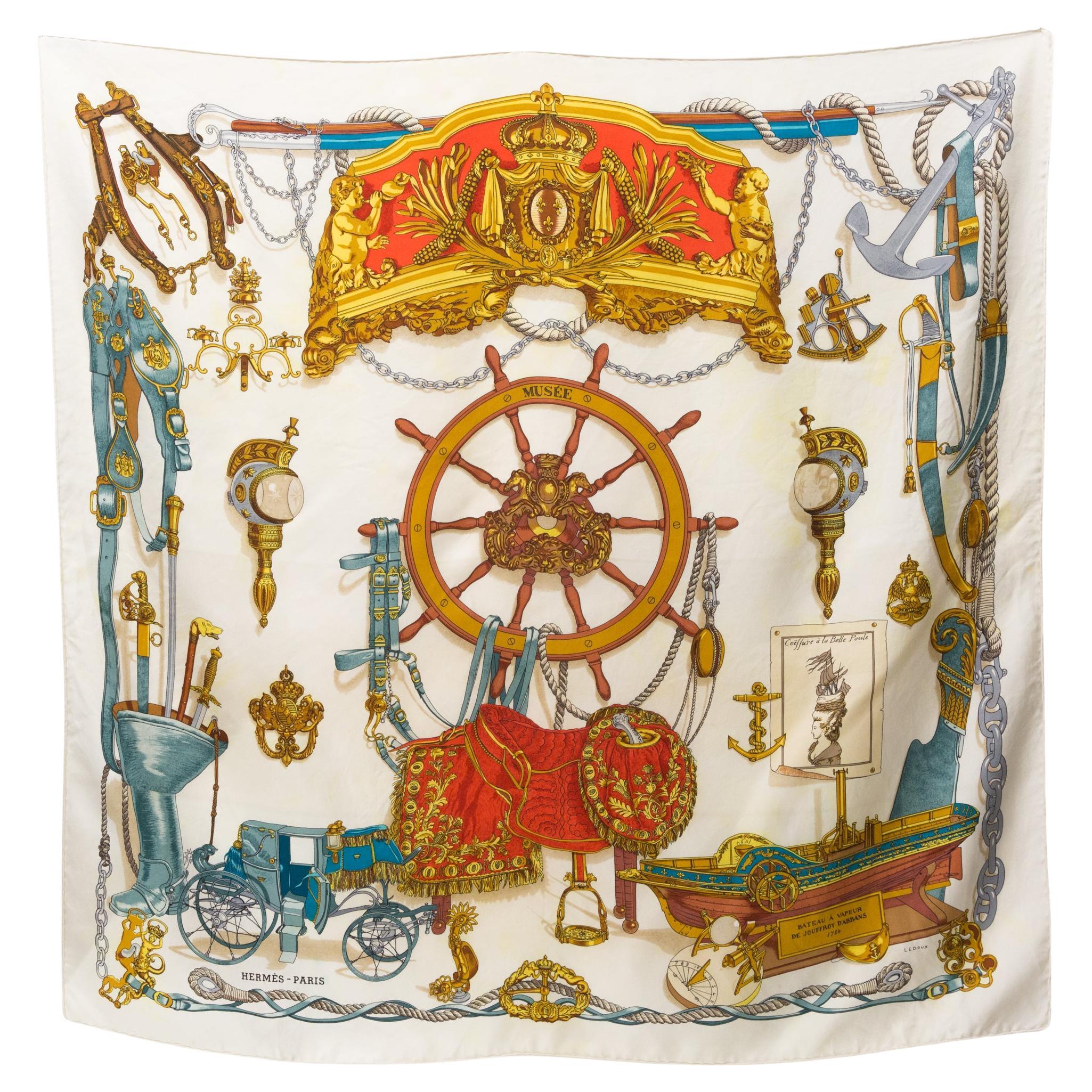Hermes Musee by Philippe Ledoux Silk Scarf For Sale