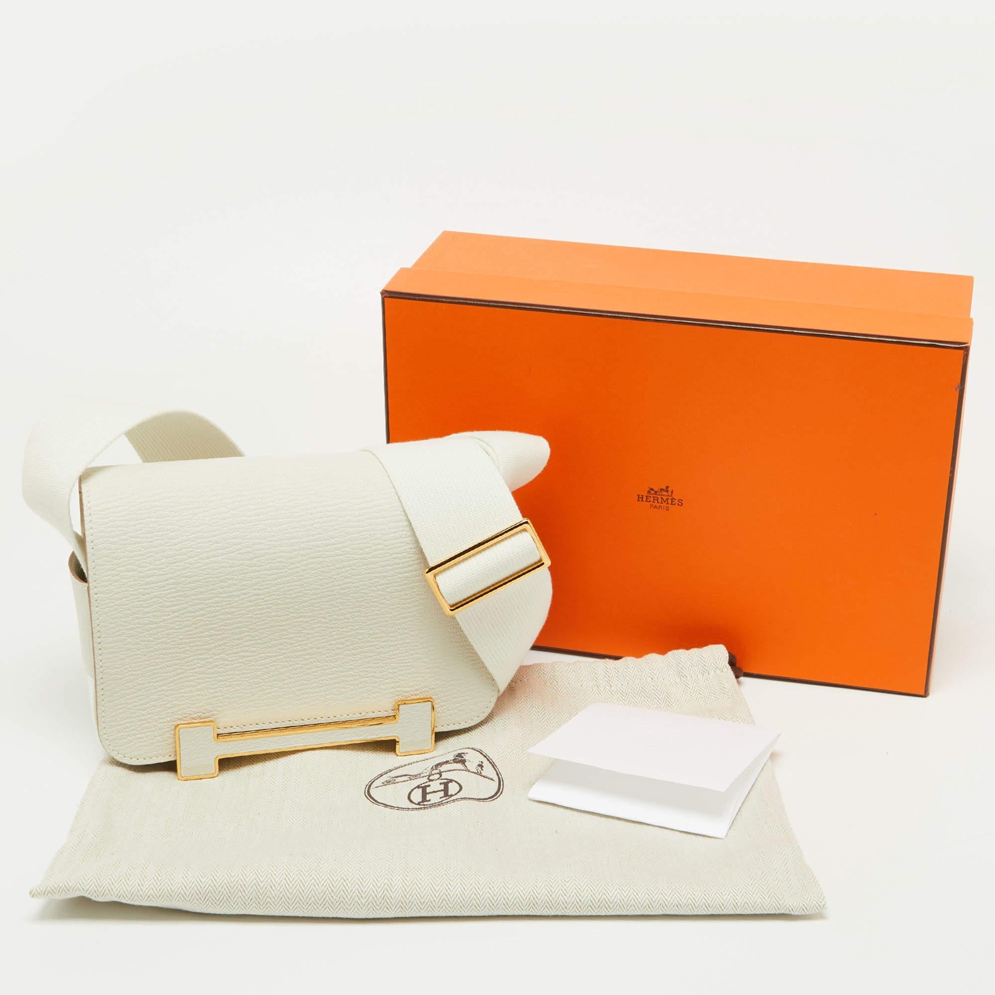 Women's Hermès Mushroom Chèvre Leather Gold Finish Geta Sangle Bag For Sale