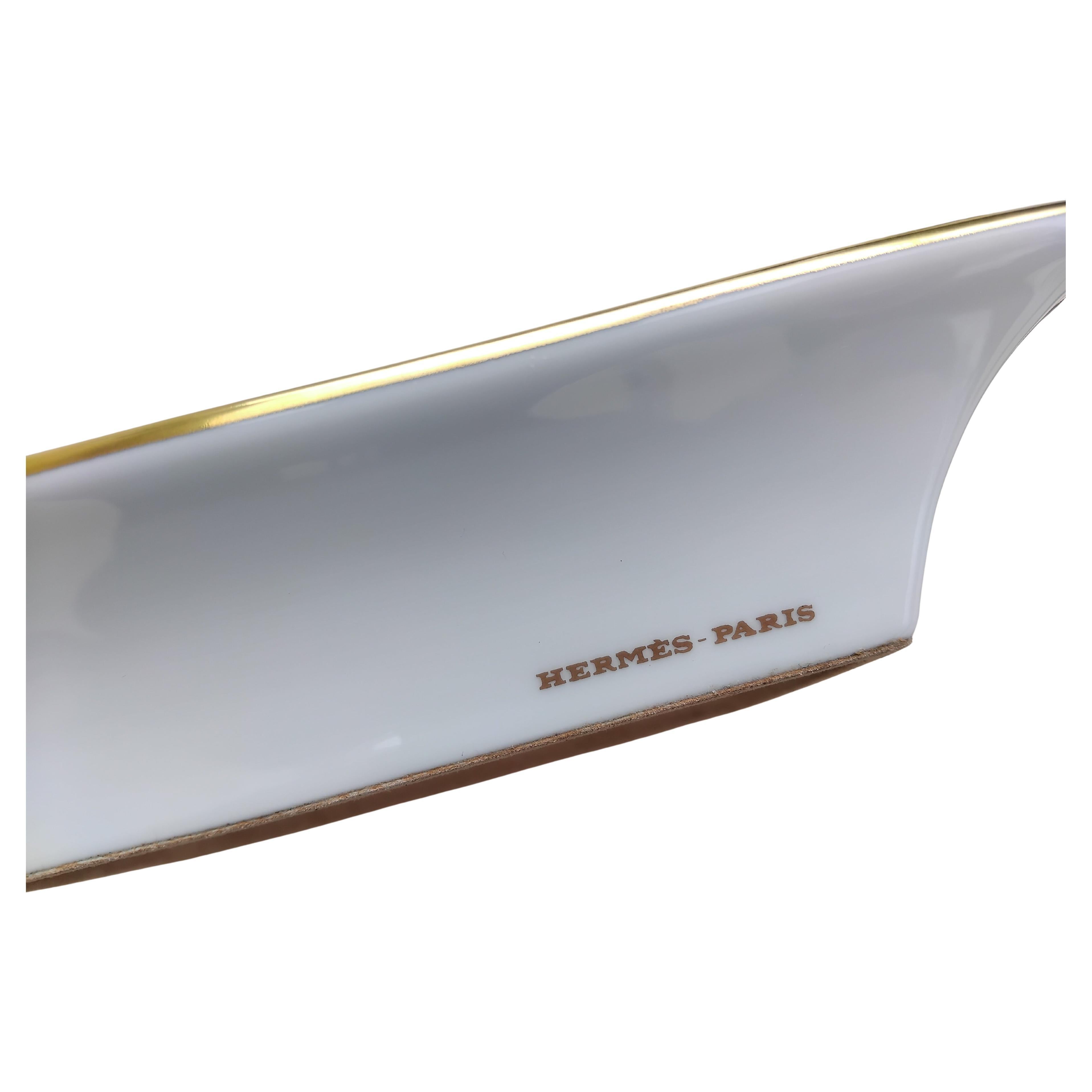 Hermès Pilze Herbst Print Zigarren Aschenbecher ändern Tablett Porzellan Gold im Angebot 11