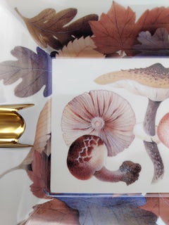 Hermès Mushrooms Fall Print Cigar Ashtray Change Tray Porcelain Gold