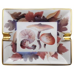 Hermès Mushrooms Fall Print Cigar Ashtray Change Tray Porcelain Gold