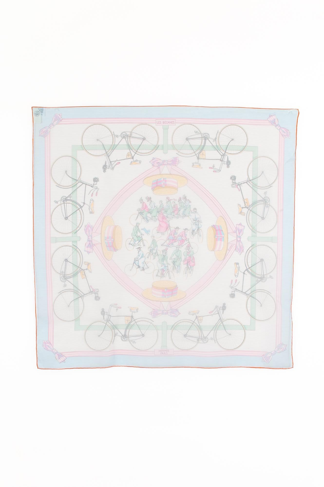 HERMÈS -(Made in France) Silk muslin foulard with the 