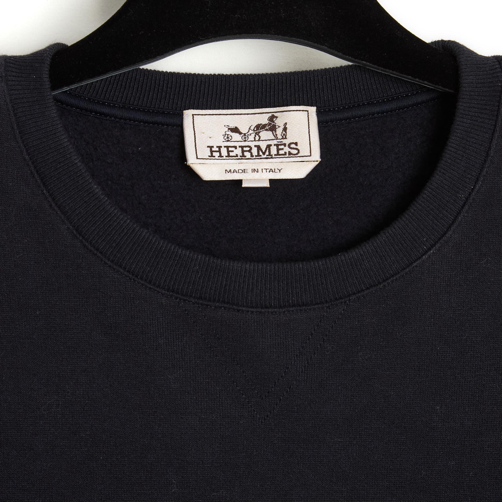 Hermès Mustangs Sweat shirt S Black Leather Horses Sweater Hermes In Good Condition In PARIS, FR