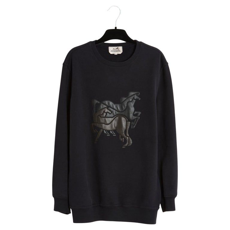 Hermès Mustangs Sweat shirt S Black Leather Horses Sweater Hermes