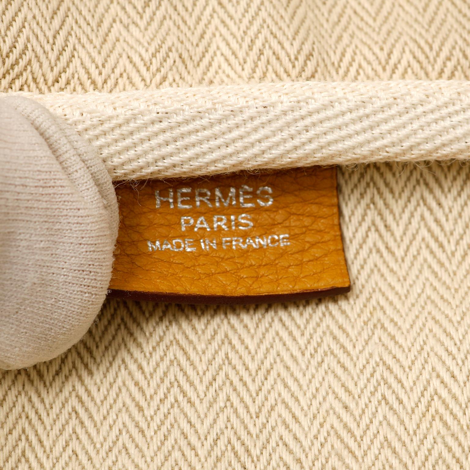 Hermès Mustard Clemence 35 cm Victoria II Bag In Good Condition In Palm Beach, FL