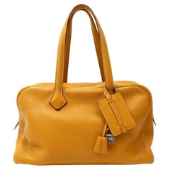 Hermès Mustard Clemence 35 cm Victoria II Bag 