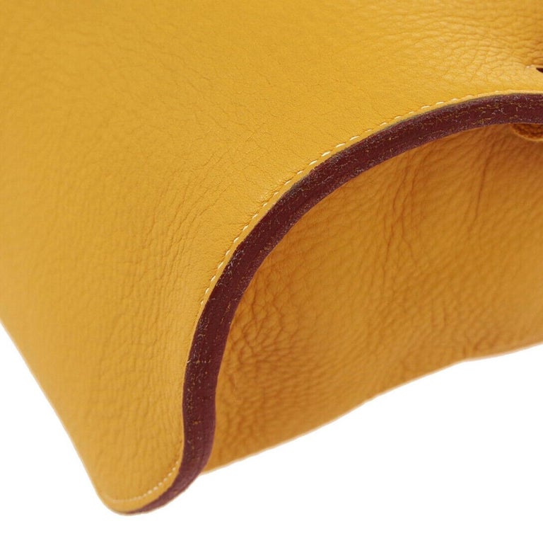 Hermes Mustard Fabric Leather Men's Women's Shoulder Travel Backpack ...