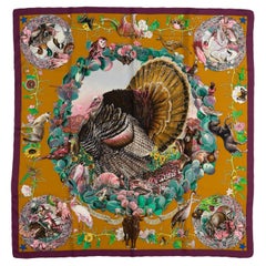 Hermès Mustard Texas Wildlife Scarf By Kermit Oliver