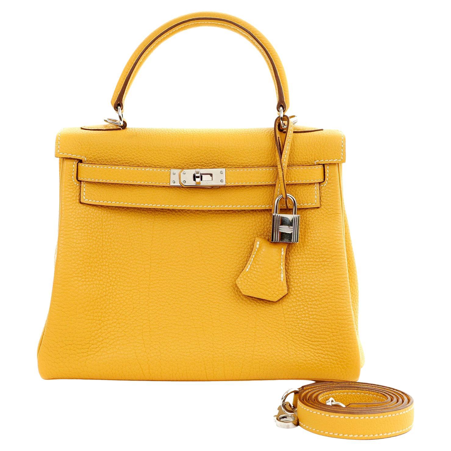 Hermès - Authenticated Kelly Mini Handbag - Ostrich Yellow Plain For Woman, Never Worn