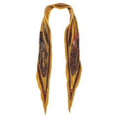 Hermès Mustard Yellow Cuirs Du Desert Printed Silk Plisse Scarf