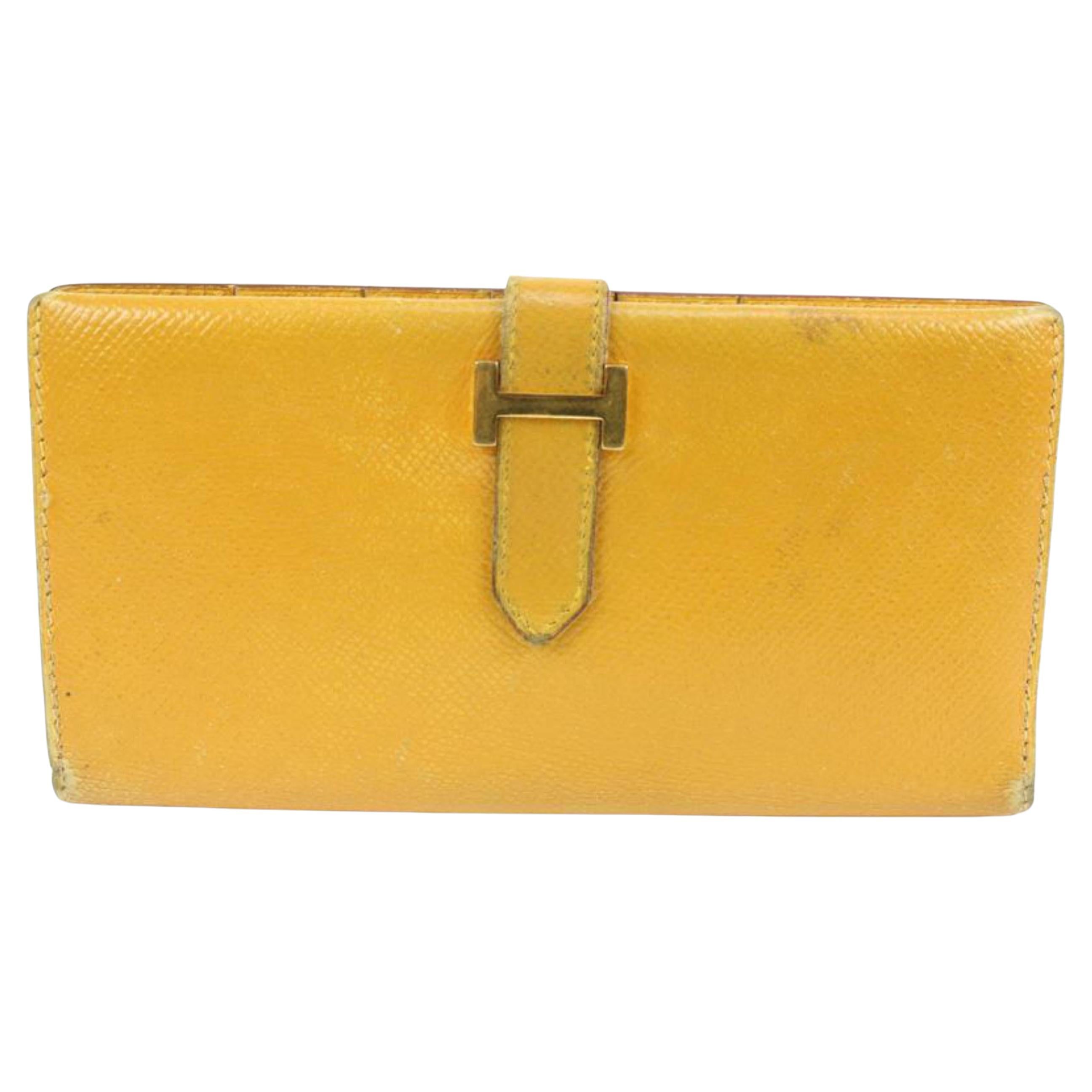 Ladies Hermes Paris Yellow Togo Calfskin Dogon Duo Wallet with Purse For Sale at 1stDibs