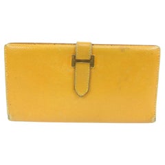Hermès Mustard Yellow Leather Long Bifold Bearn Wallet 67h411s