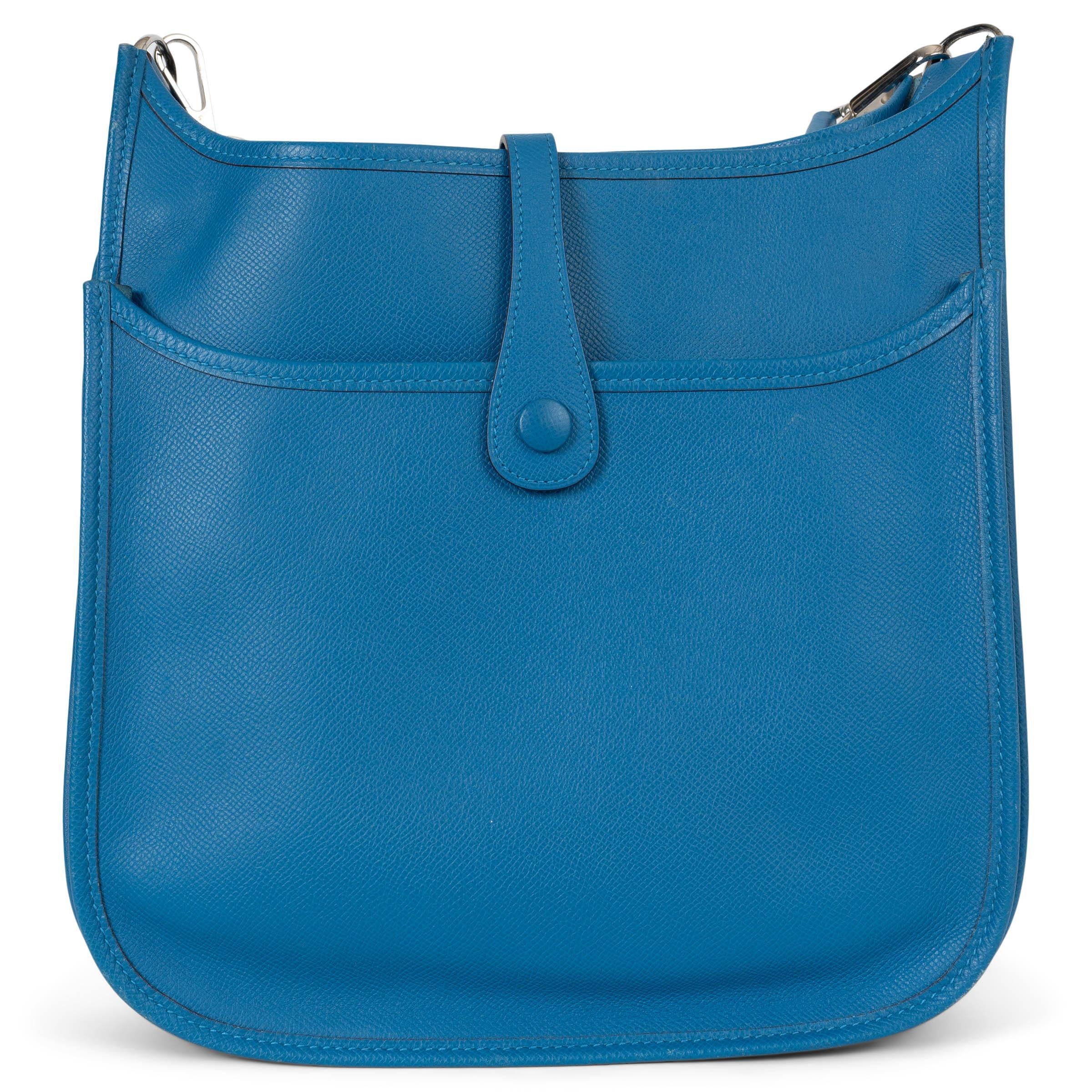 HERMES Mykonos blau Epsom Leder EVELYNE lll 29 Crossbody Tasche Phw (Blau) im Angebot