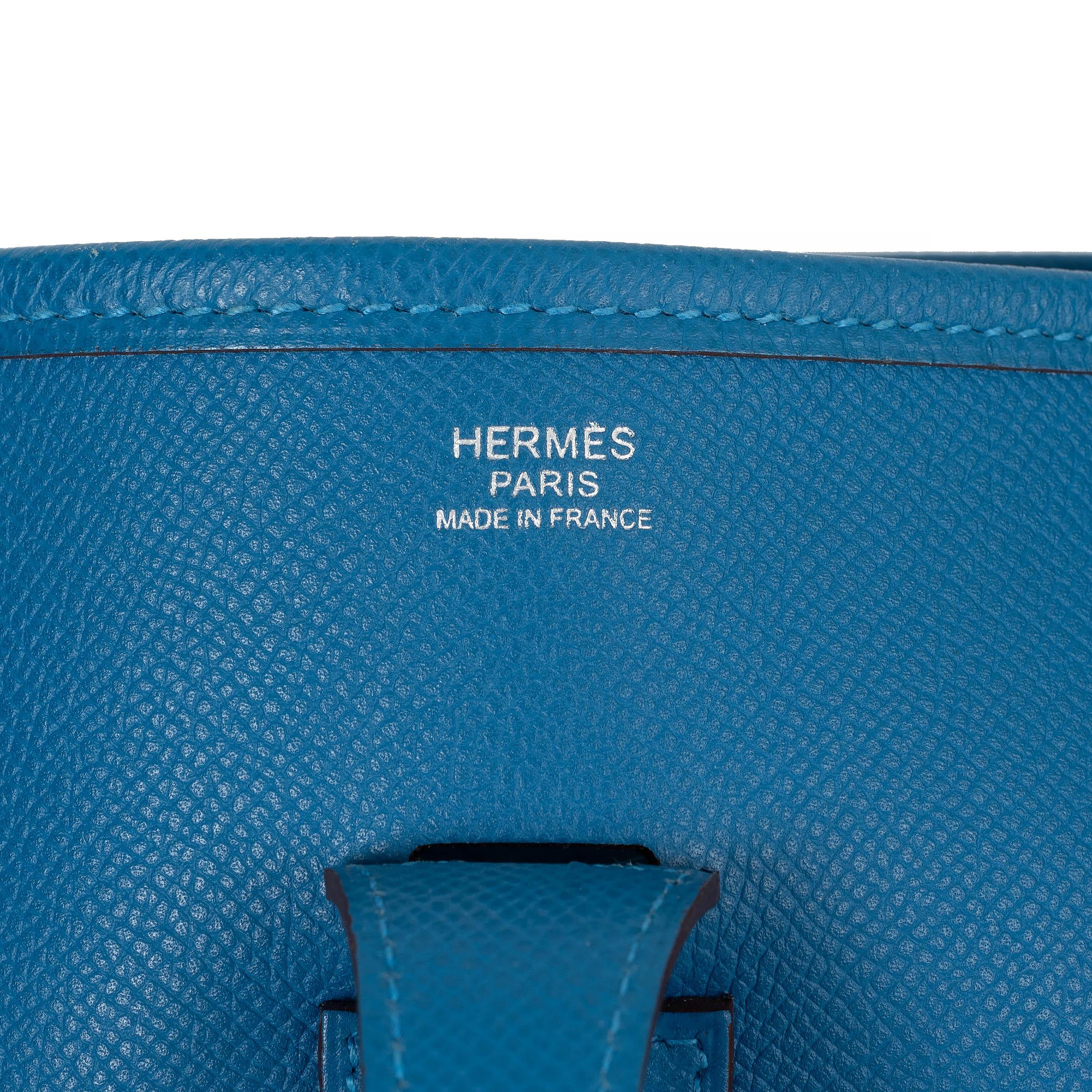 HERMES Mykonos blau Epsom Leder EVELYNE lll 29 Crossbody Tasche Phw Damen im Angebot