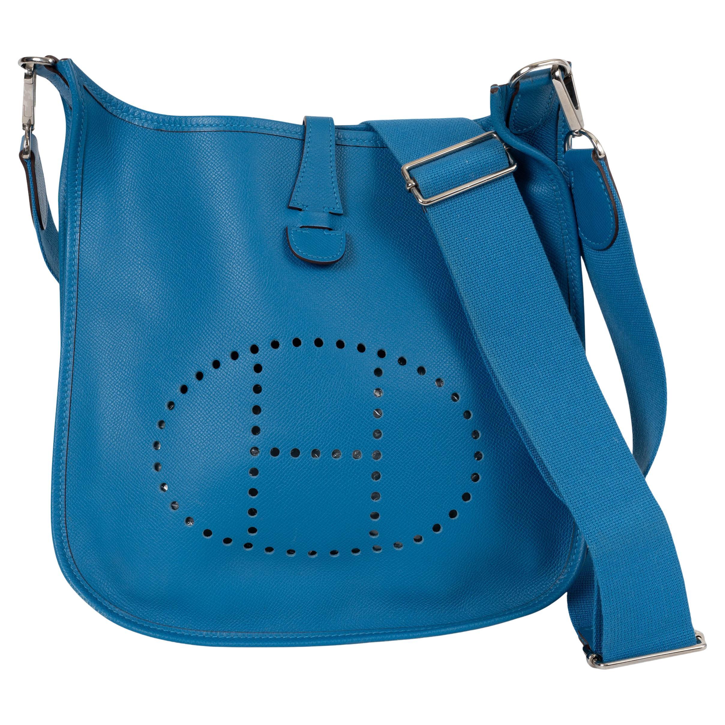 HERMES Mykonos blue Epsom leather EVELYNE lll 29 Crossbody Bag Phw