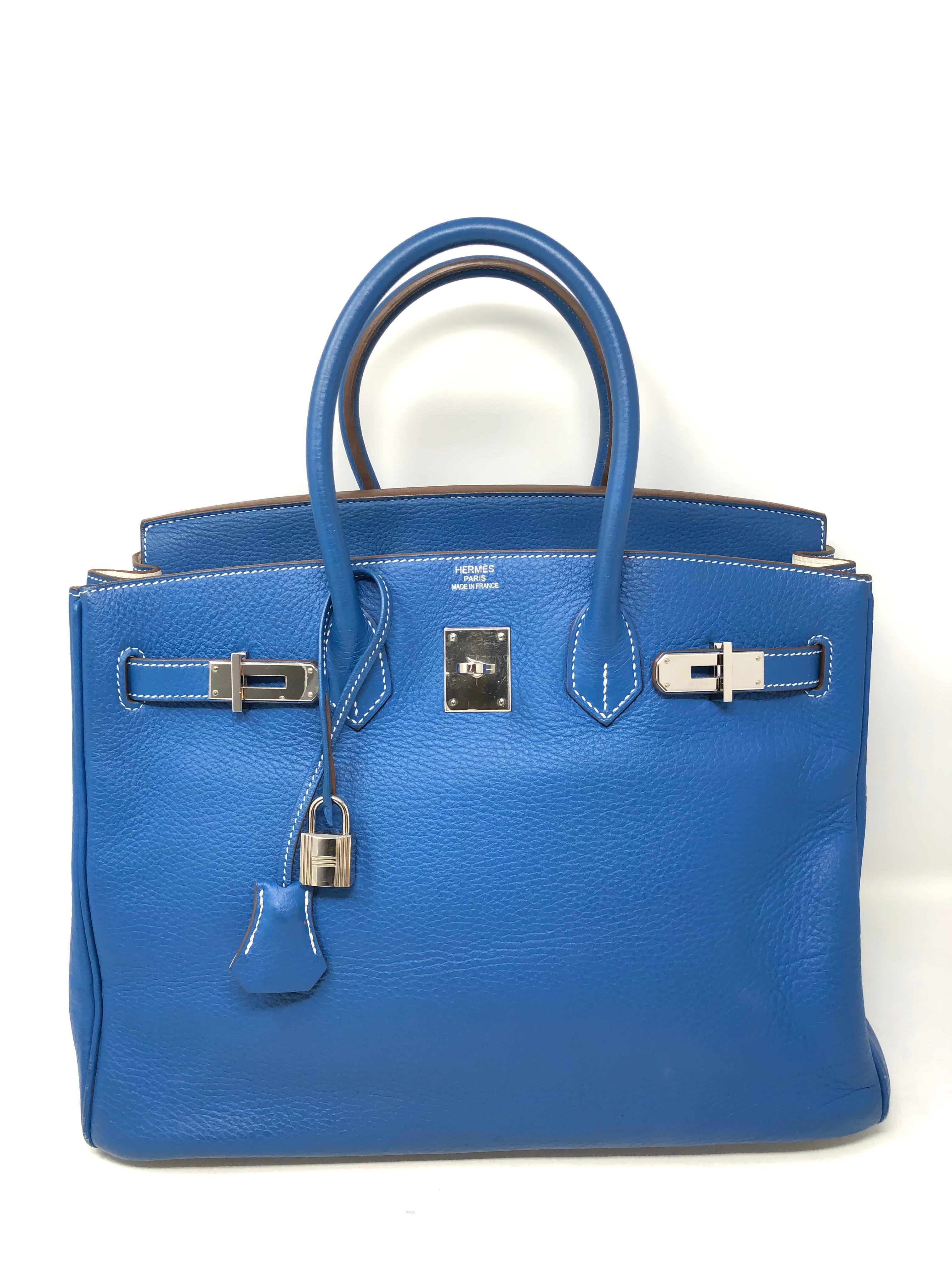 Hermes Mykonos Blue White Interior Birkin 35 6