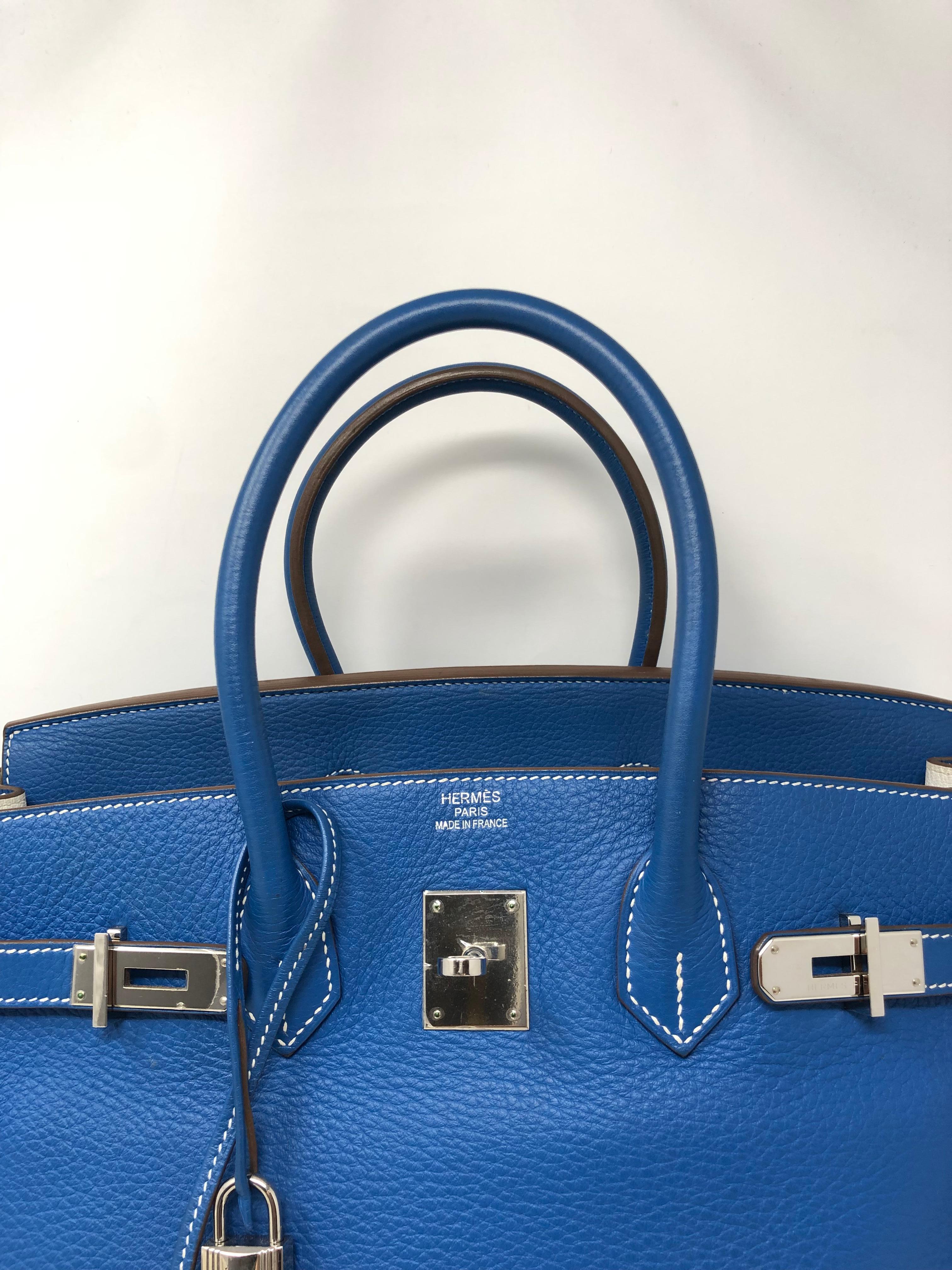 Hermes Mykonos Blue White Interior Birkin 35 7
