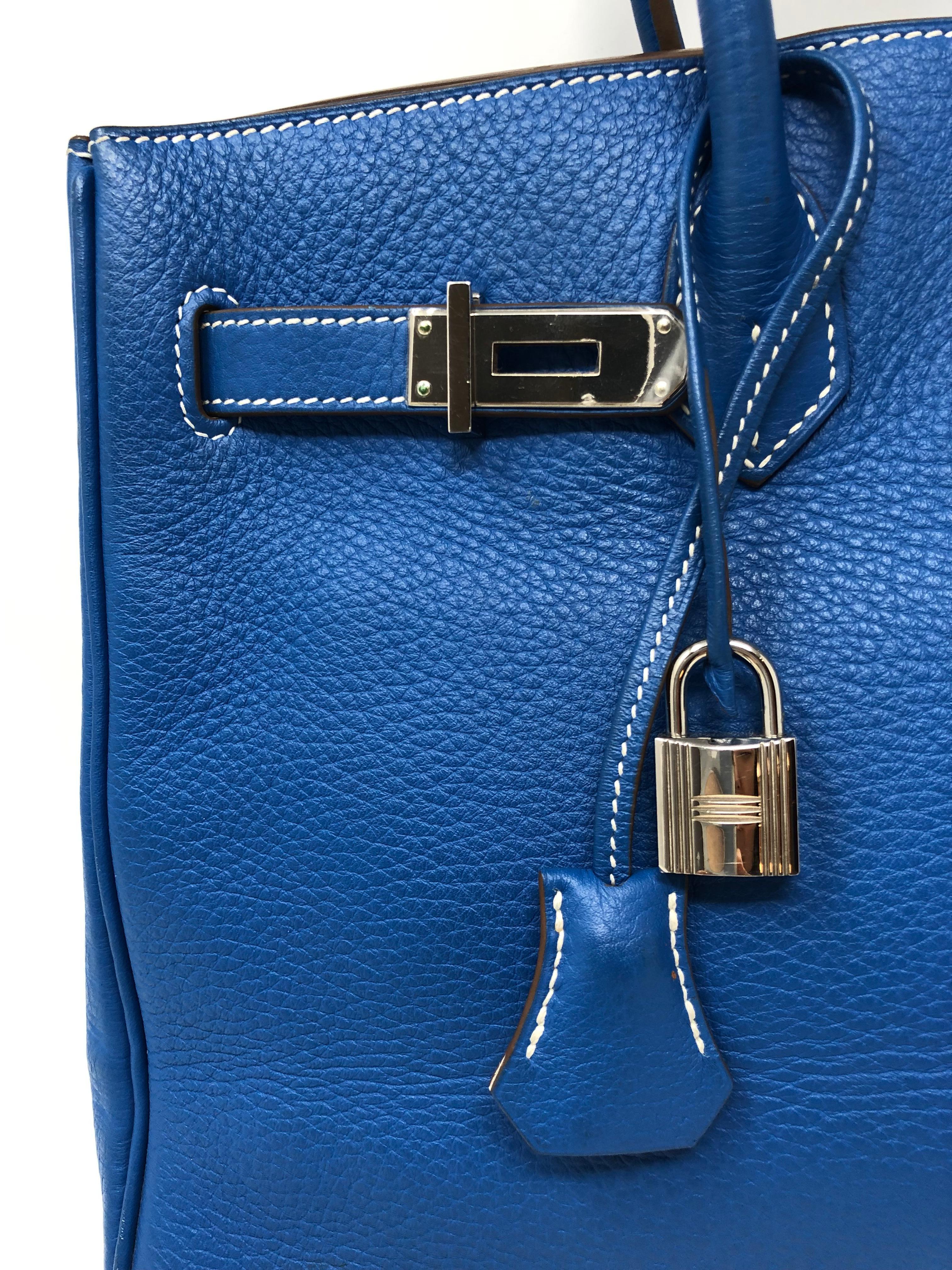 Hermes Mykonos Blue White Interior Birkin 35 9