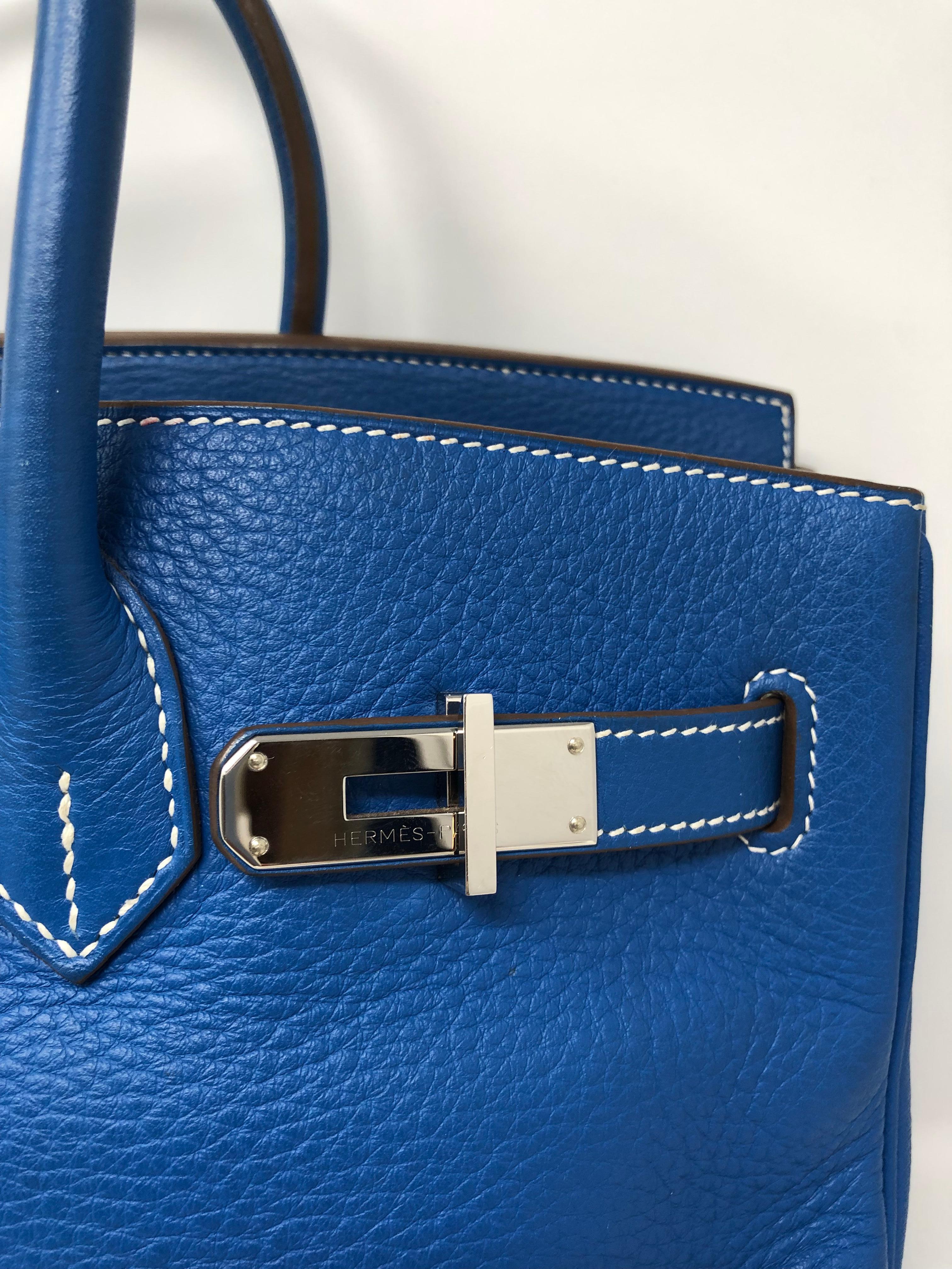 Hermes Mykonos Blue White Interior Birkin 35 10