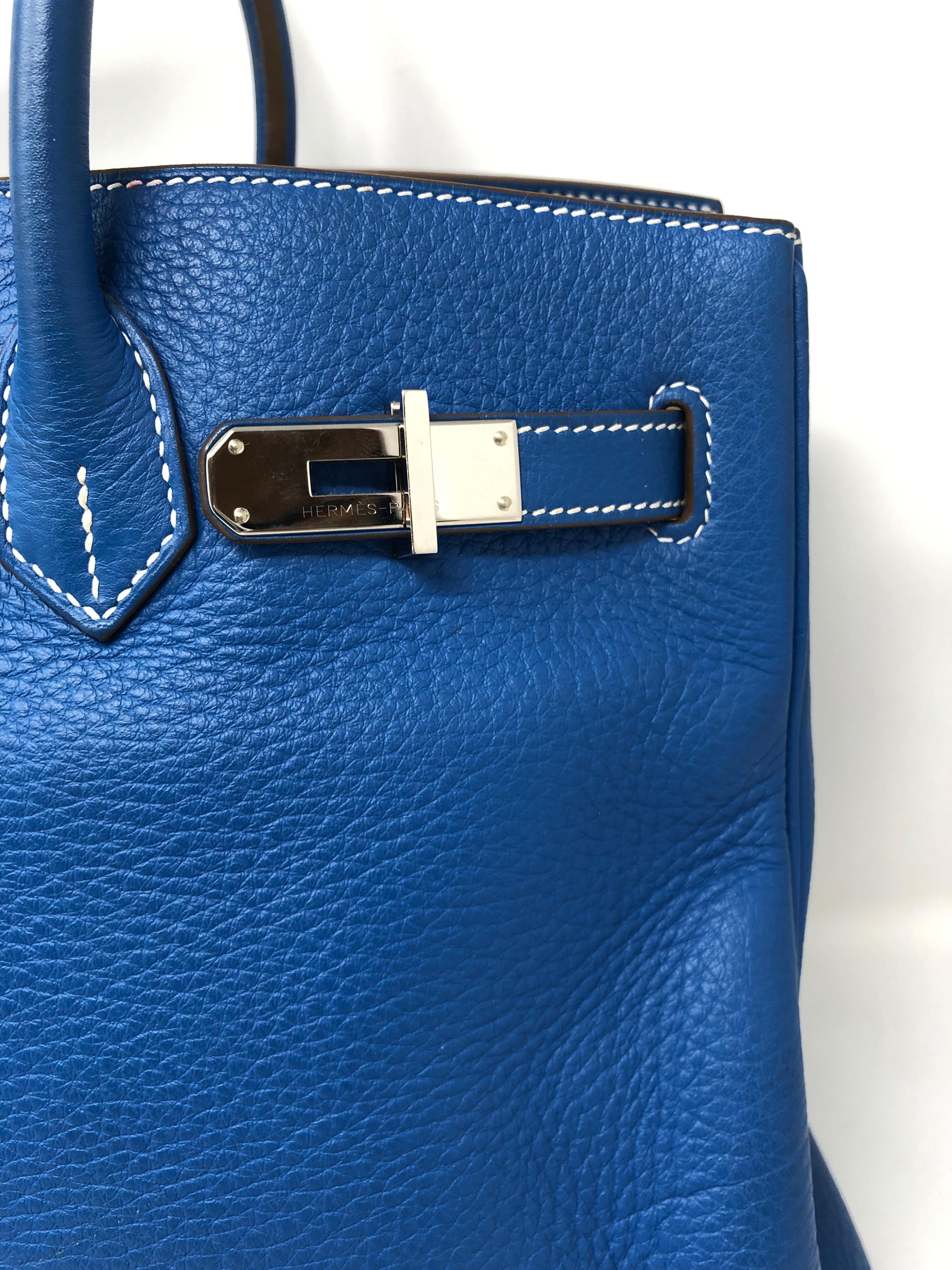 Hermes Mykonos Blue White Interior Birkin 35 11