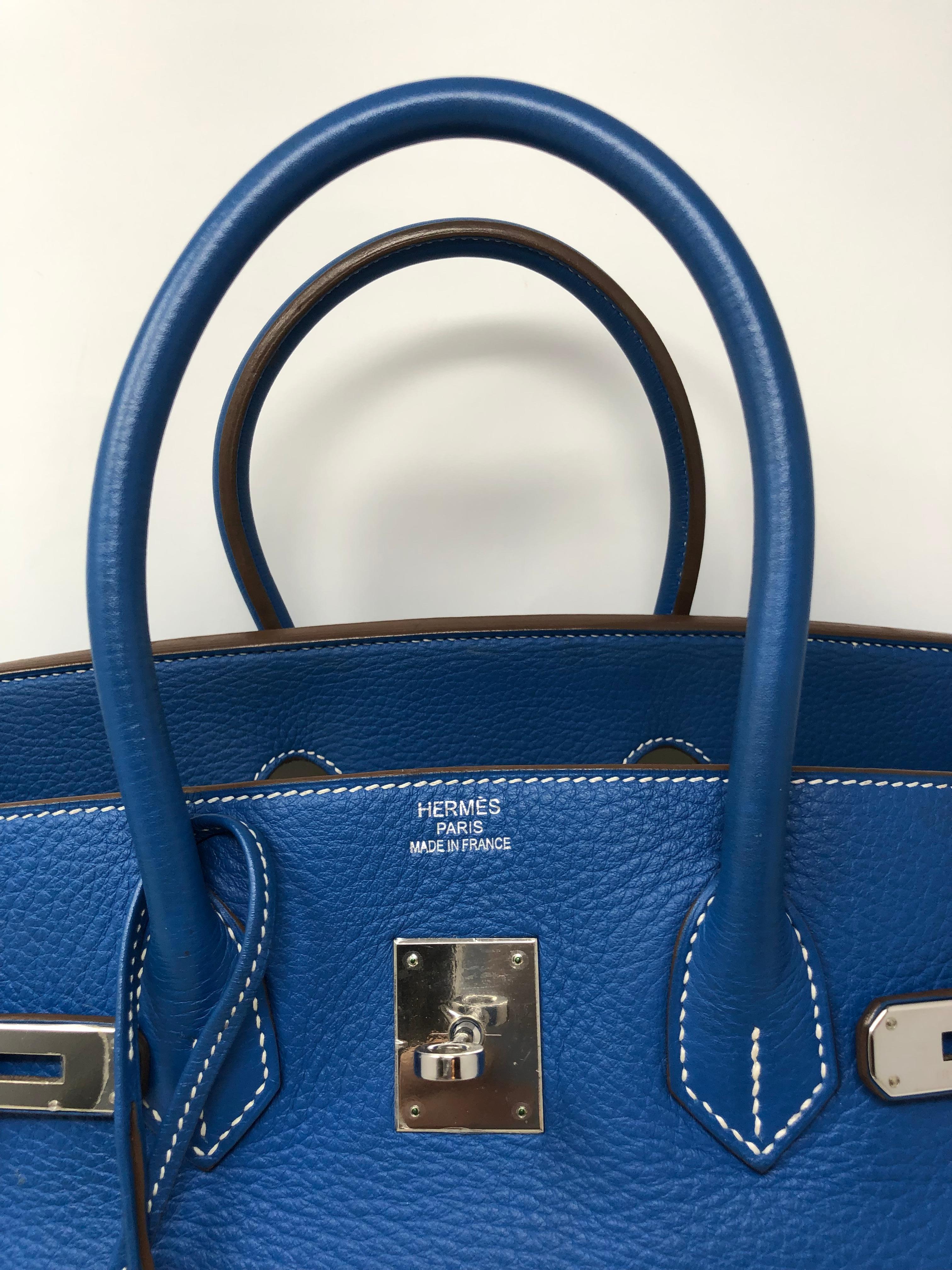 Hermes Mykonos Blue White Interior Birkin 35 12