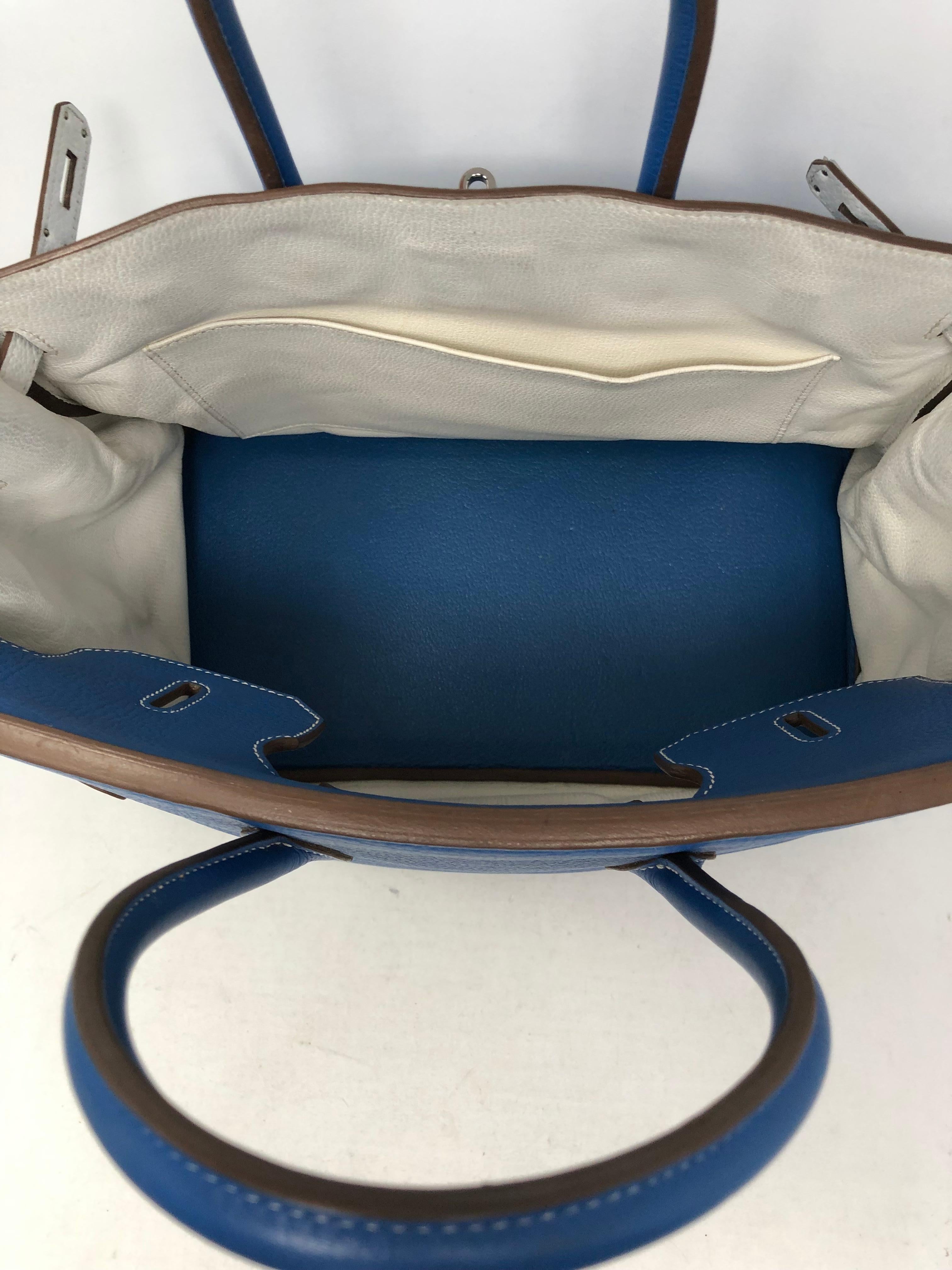 Women's or Men's Hermes Mykonos Blue White Interior Birkin 35