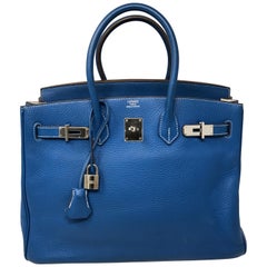 Hermes Mykonos Blue White Interior Birkin 35