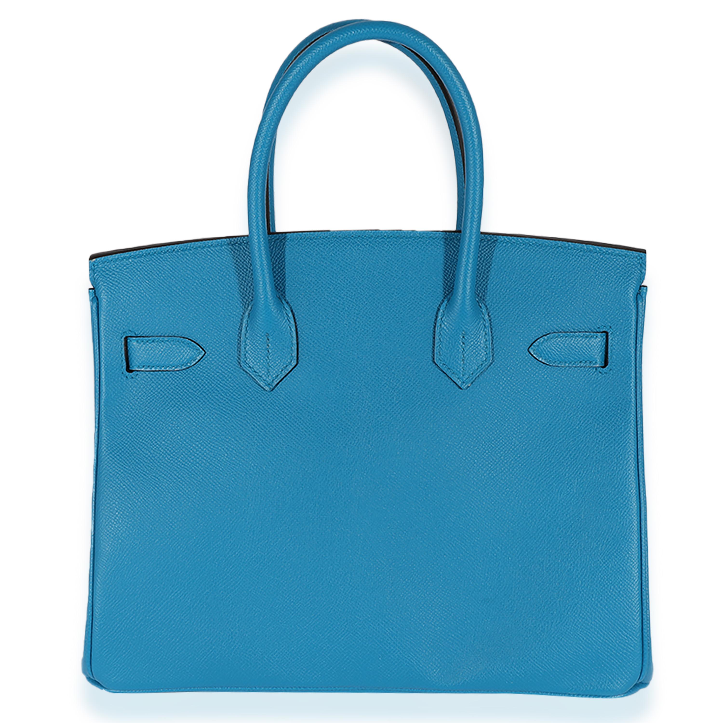 Blue Hermès Mykonos Epsom Birkin 30 GHW