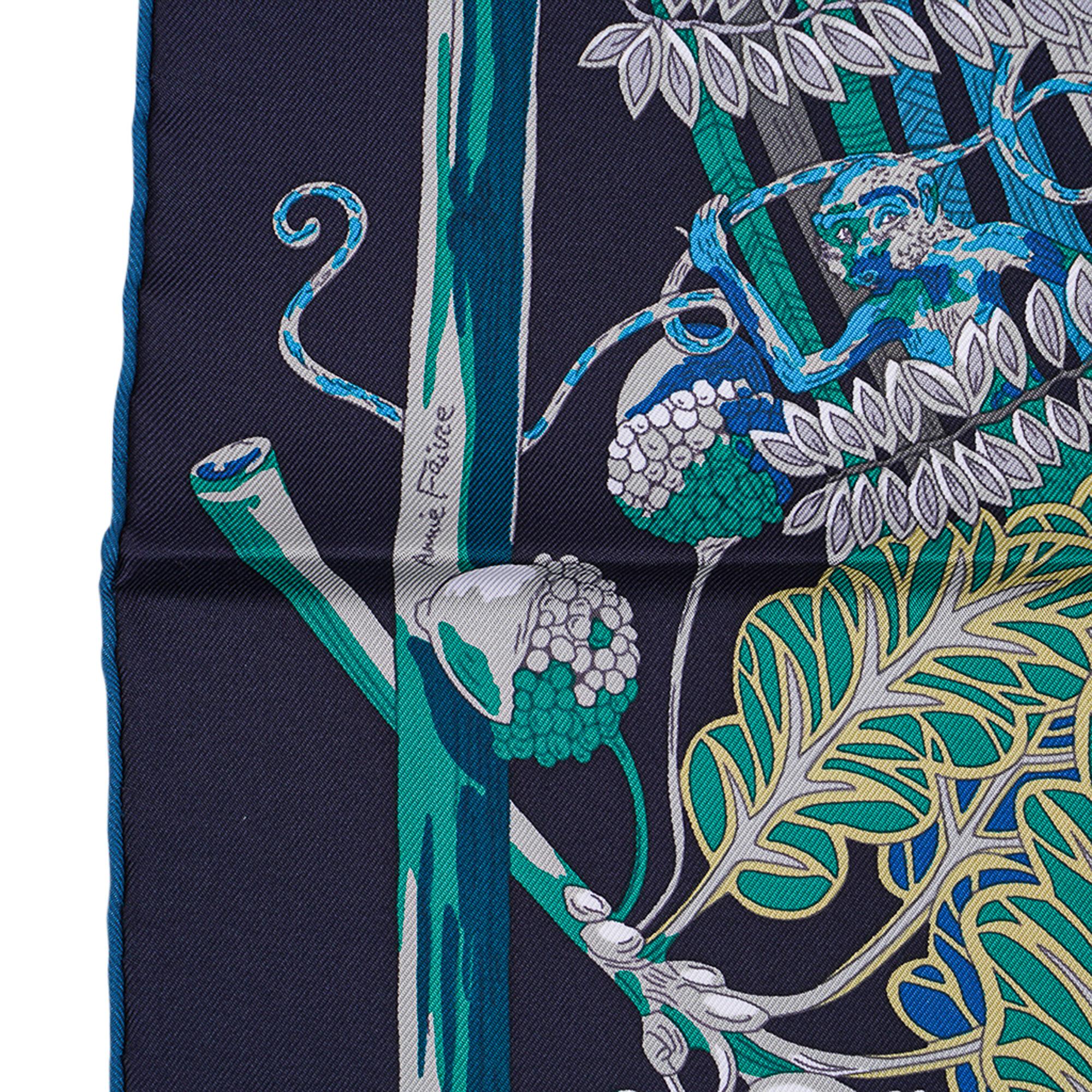 Hermes Mythes et Metamorphoses Scarf Marine / Turquoise / Vert Silk 90 New w/Box 8