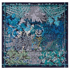 Hermes Mythes et Metamorphoses Scarf Marine / Turquoise / Vert Silk 90 New w/Box