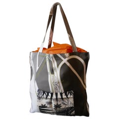 Hermes “Mythiques Phoenix” by Laurence Bourthoumieux Twill Silk Shopping Bag