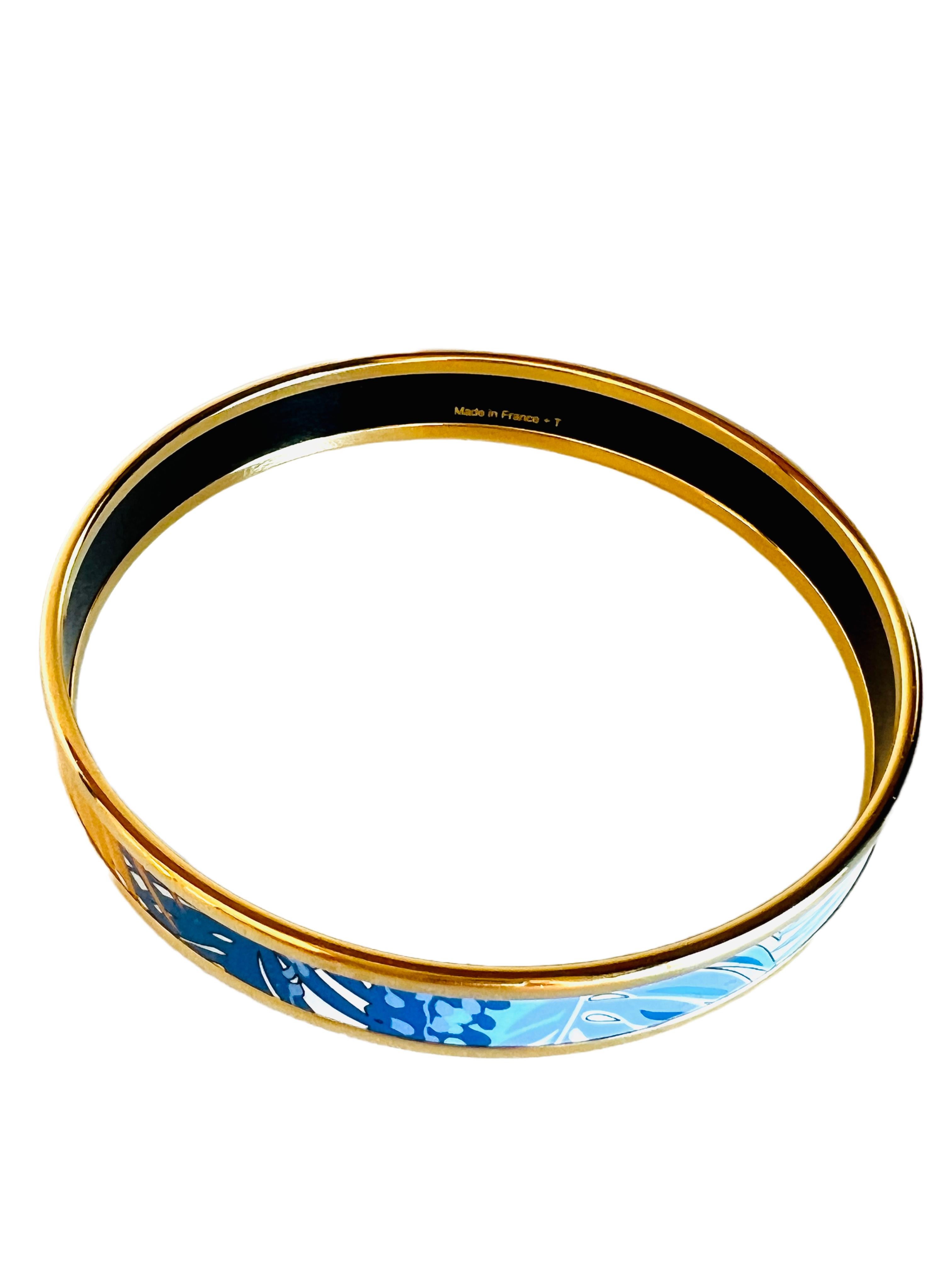 Hermes Mythiques Phoenix Pollen Azur Tropische Emaille Armreif Armband, schmal im Zustand „Hervorragend“ im Angebot in Sausalito, CA
