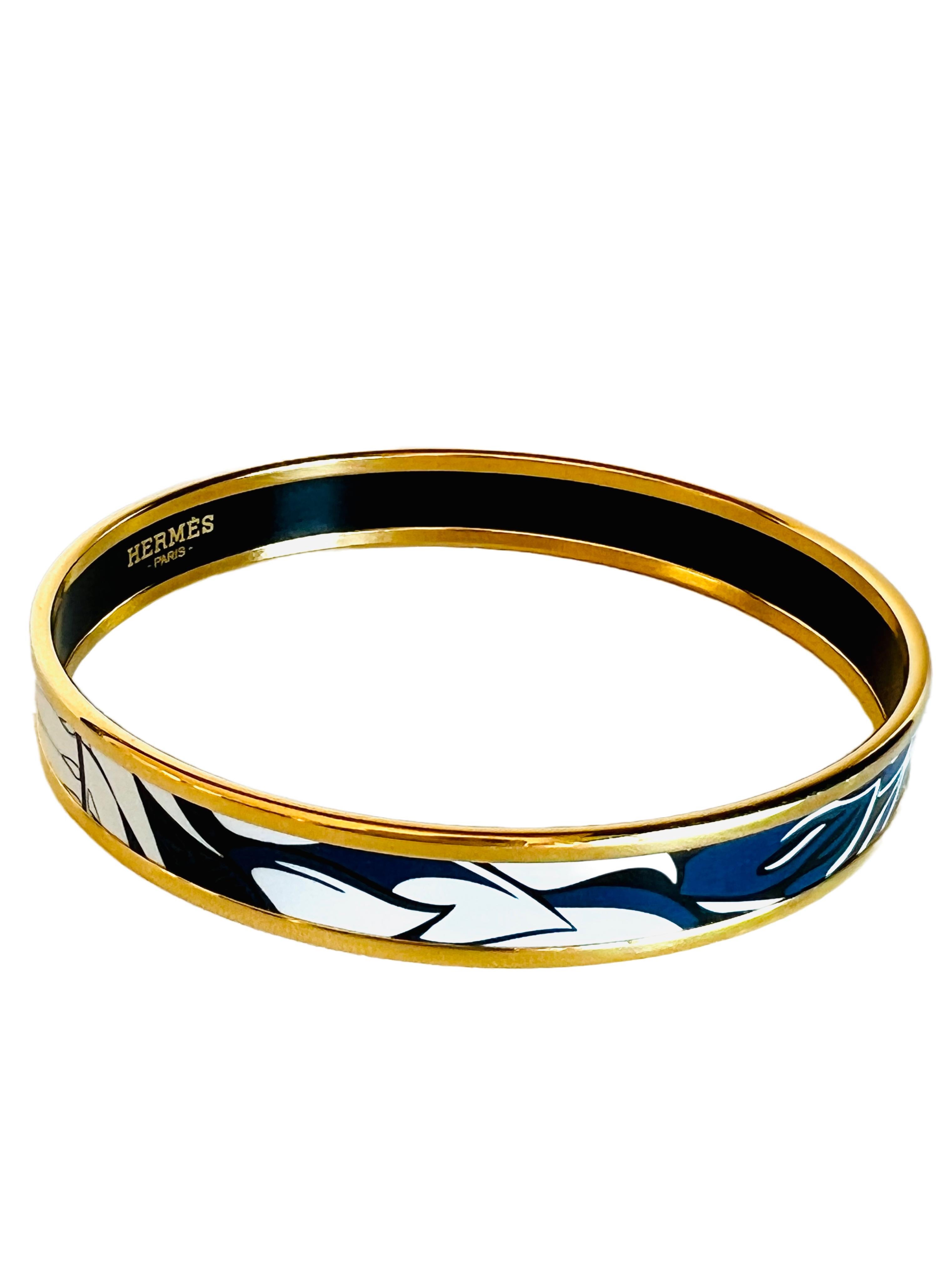 Hermes Mythiques Phoenix Pollen Azur Tropische Emaille Armreif Armband, schmal im Angebot 3