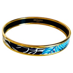 Hermes Mythiques Phoenix Pollen Azur Tropische Emaille Armreif Armband, schmal