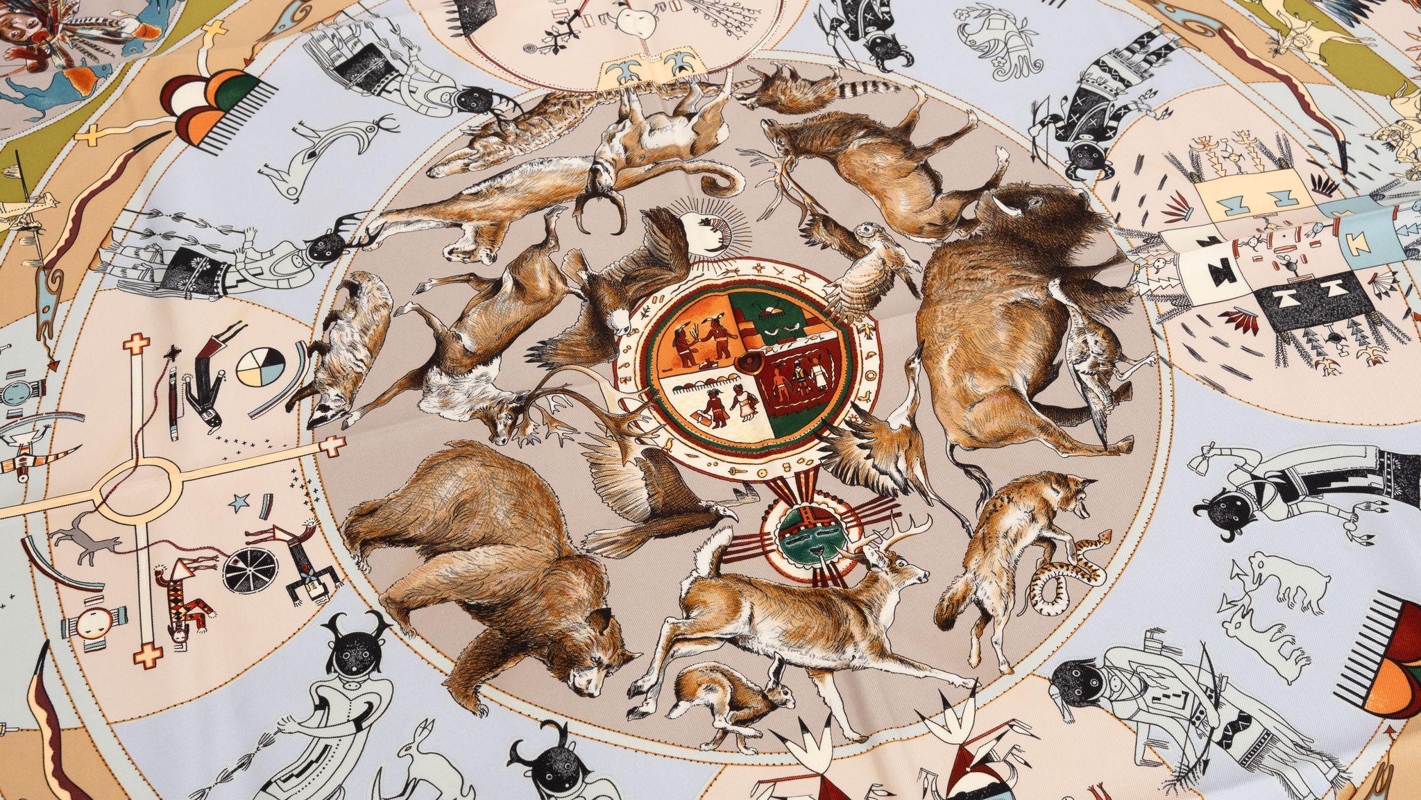 Women's or Men's Hermès Mythologie Des Hommes Silk Scarf For Sale