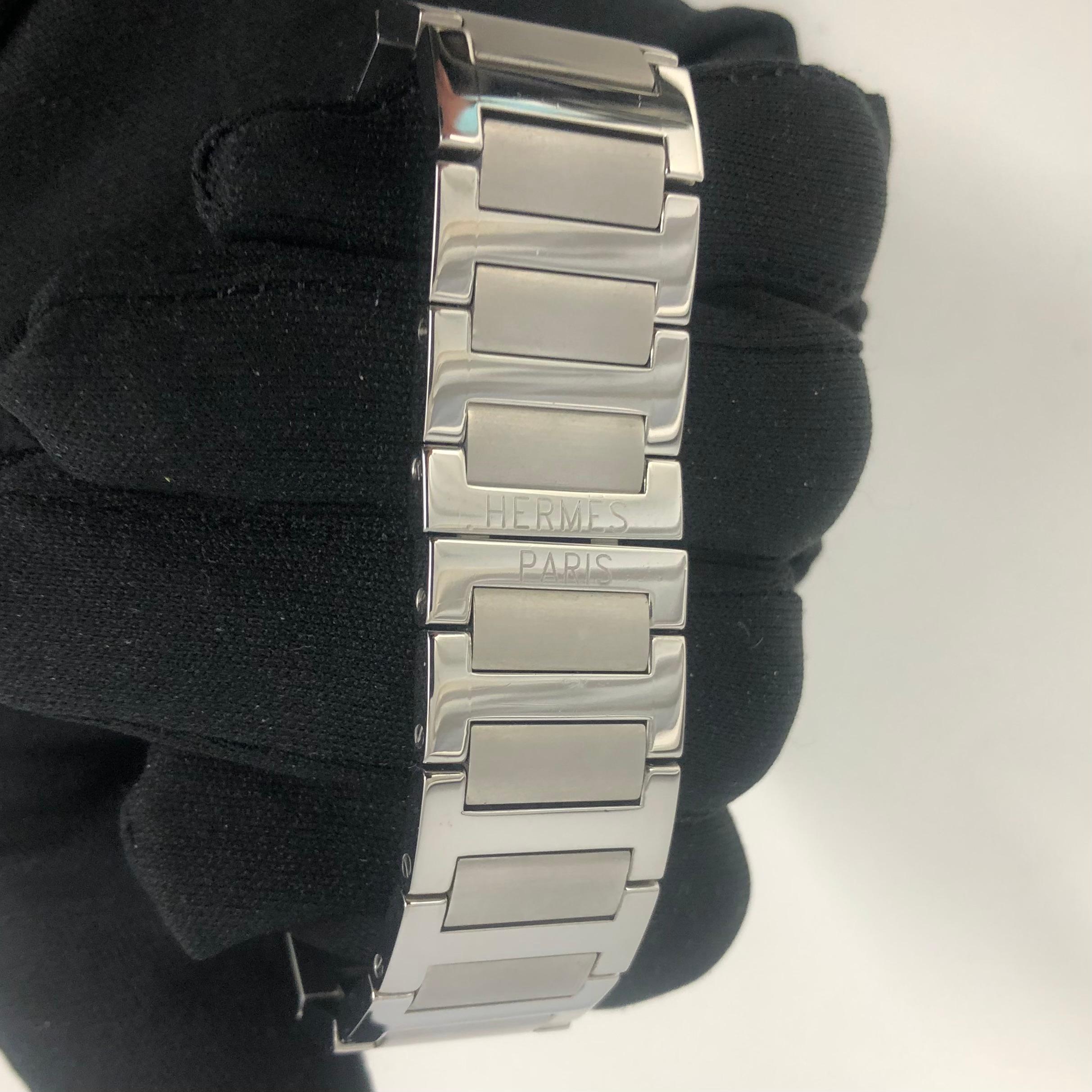 Hermes N01710 Watch.

This timepiece by Hermes has a classy look and feel. It has the perfect amount of weight to it with a 36mm case size. It’s online for $2,400.

The Hermes Paris logo on the case adds to this timepiece class.

This Rare timepiece