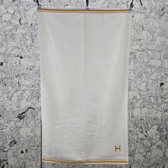 Hermès nacre, jute & tan Woven terry cloth Vice Versa towel