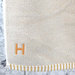 Hermès nacre, jute & tan Woven Vice Versa hand towel
