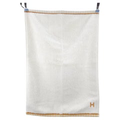 Hermès nacre, jute & tan Woven Vice Versa hand towel