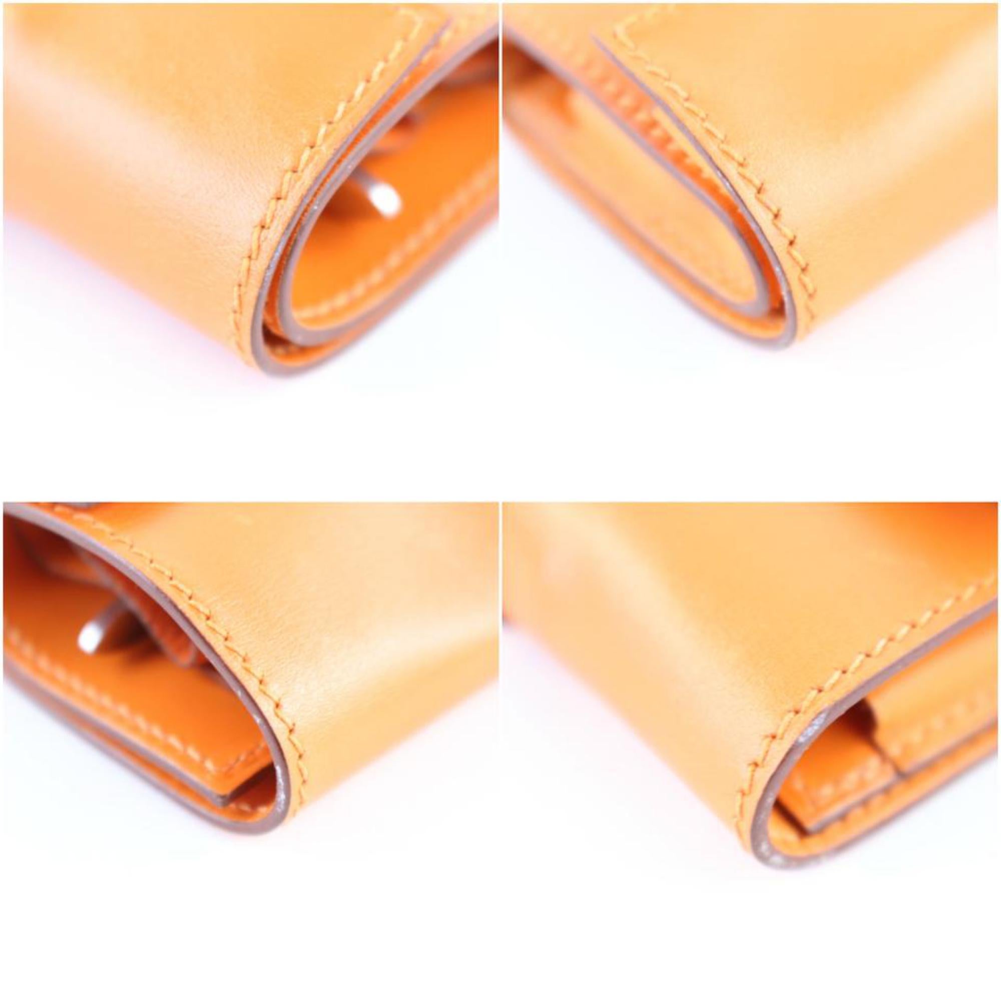 Hermès Nail Care Set 2hr1227 Orange Leather Clutch For Sale 6