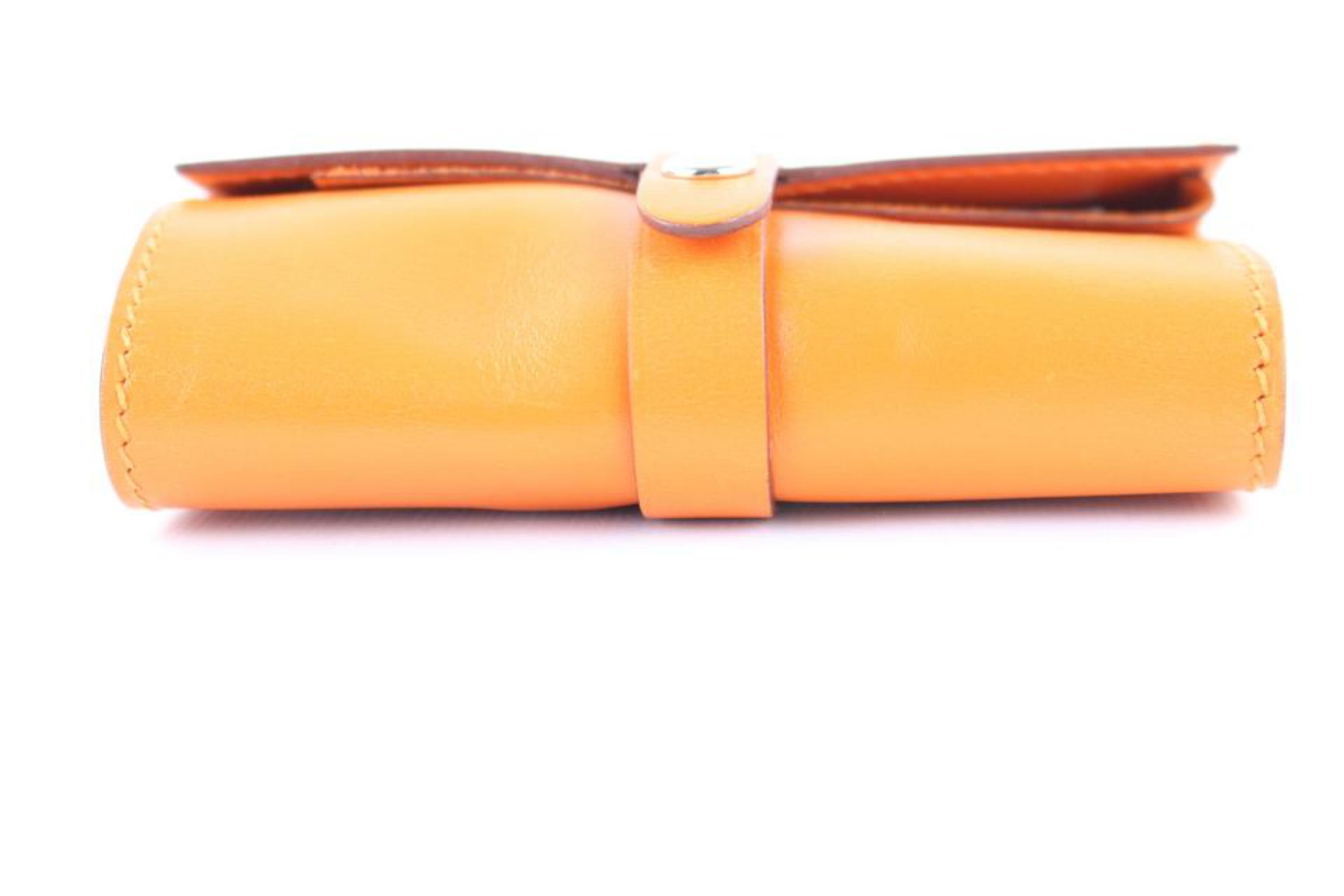 Hermès Nail Care Set 2hr1227 Orange Leather Clutch For Sale 1