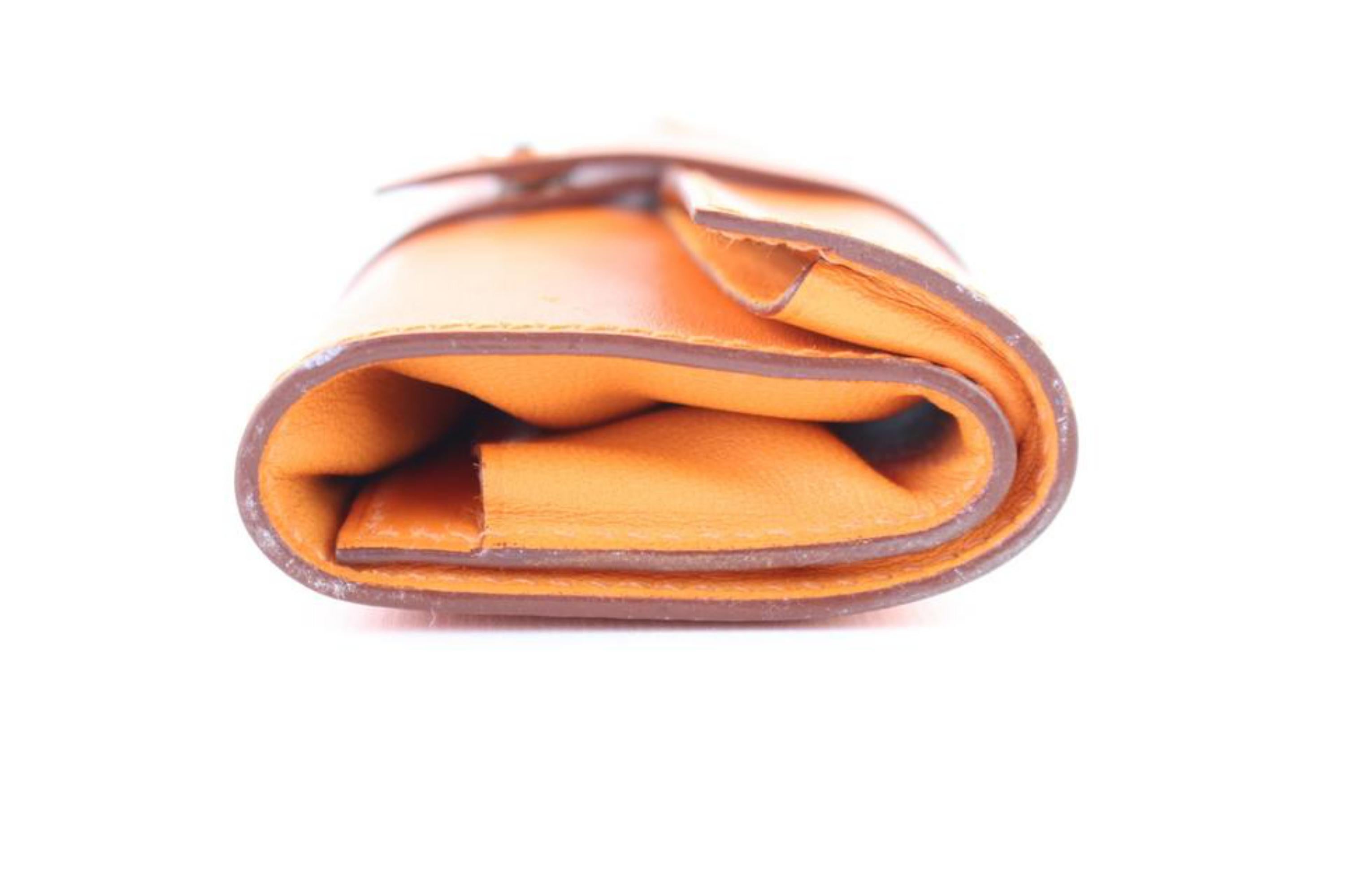 Hermès Nail Care Set 2hr1227 Orange Leather Clutch For Sale 3