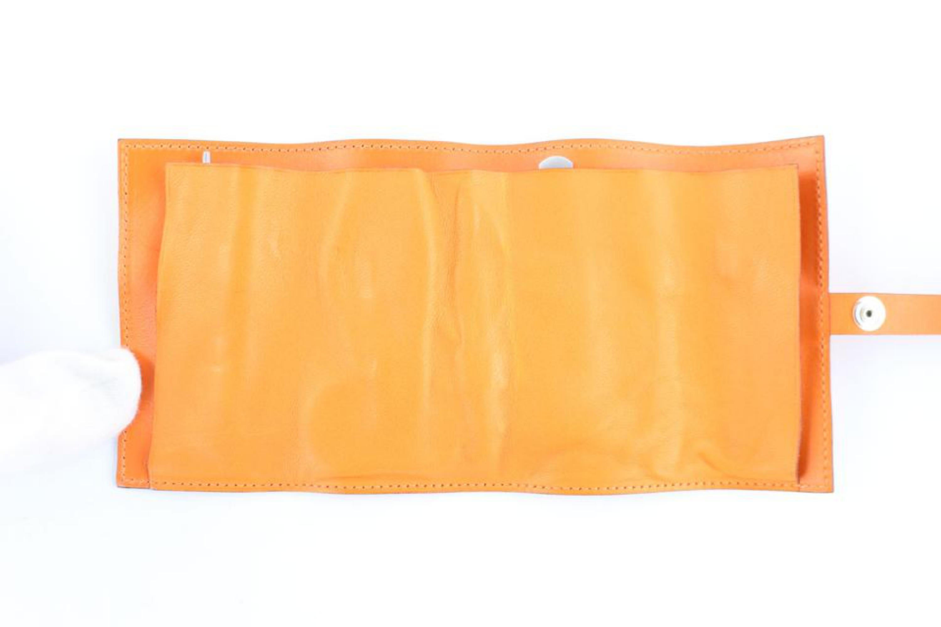 Hermès Nail Care Set 2hr1227 Orange Leather Clutch For Sale 5